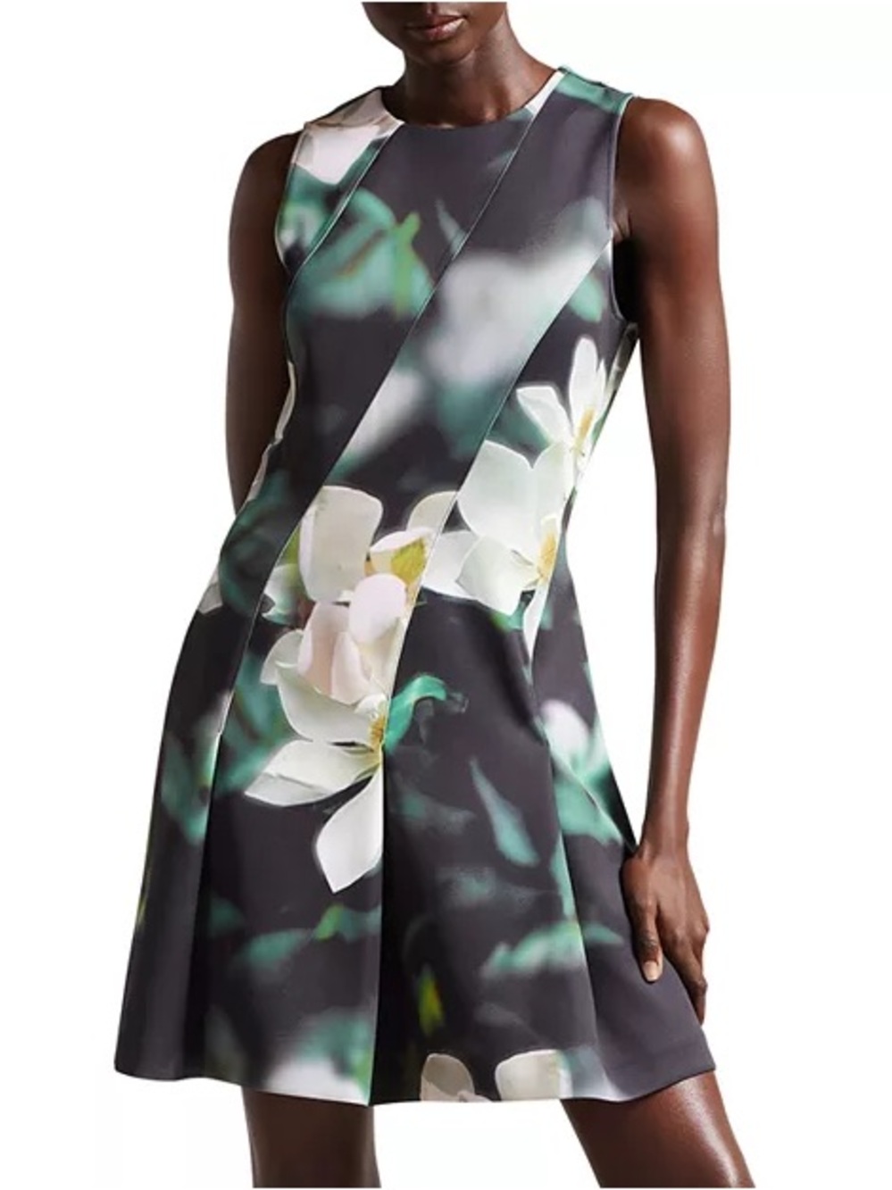 Ted Baker Maggnie Floral Print Skater Dress Women’s Size 4 Scuba Knit Pleated